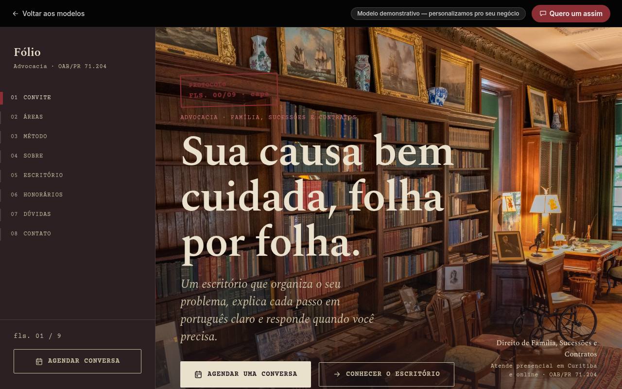 Prévia do site Fólio — Advocacia