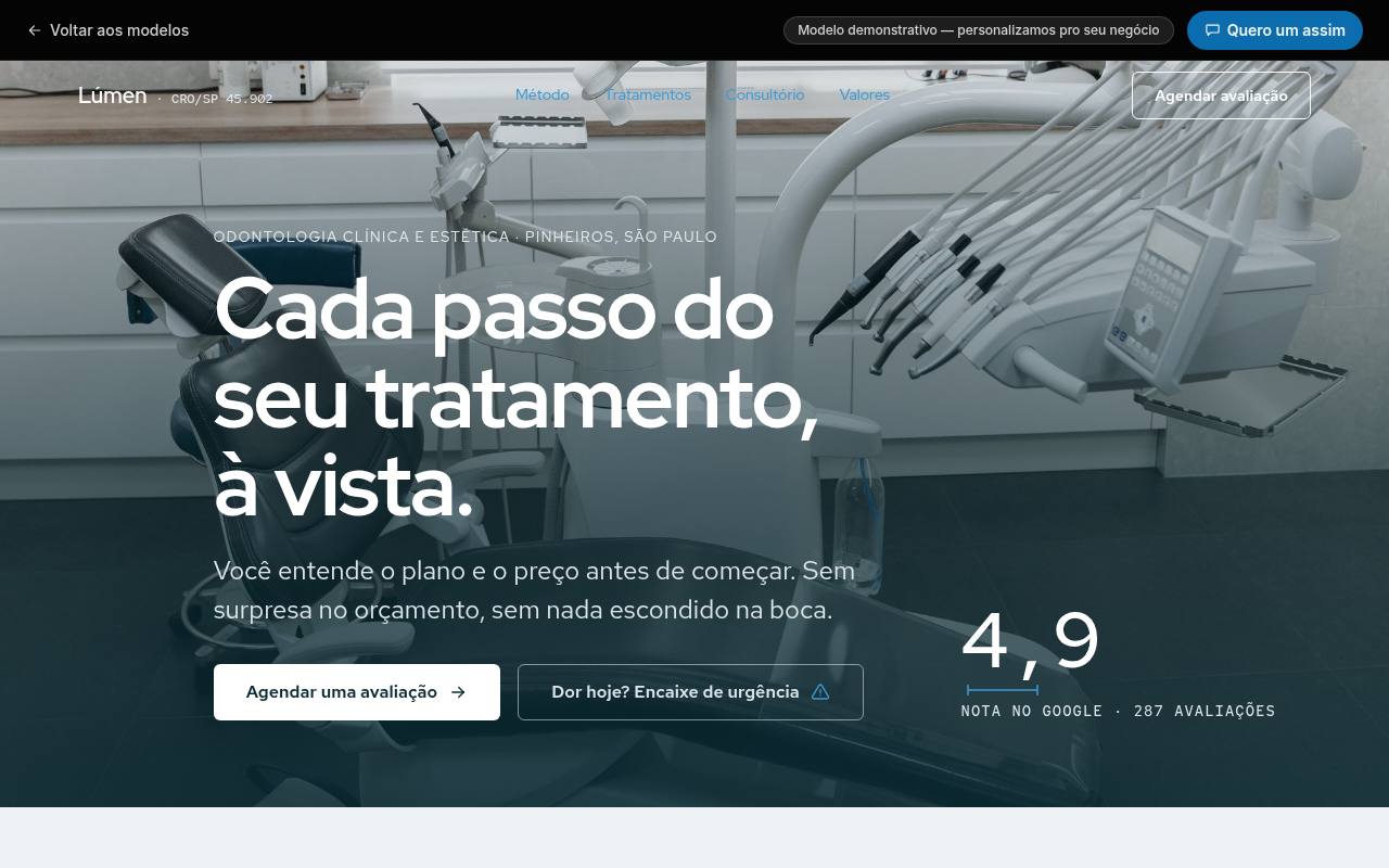 Prévia do site Lúmen — Odontologia Clínica & Estética