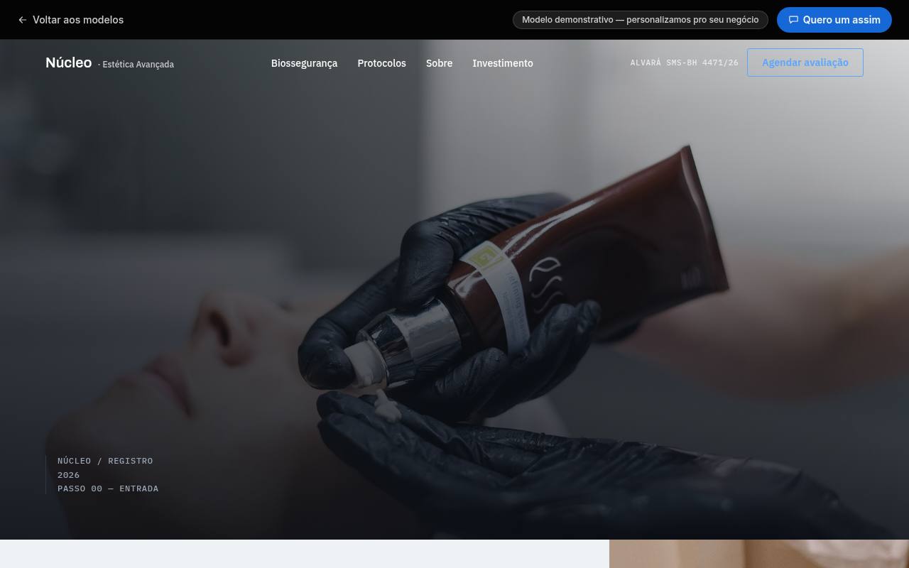 Prévia do site Núcleo — Estética Avançada