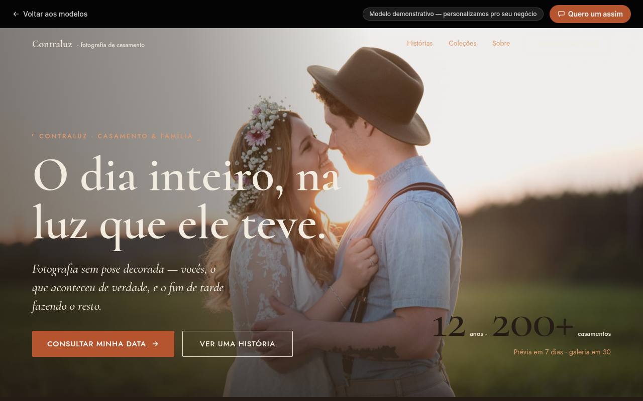 Prévia do site Contraluz — Fotografia de Casamento